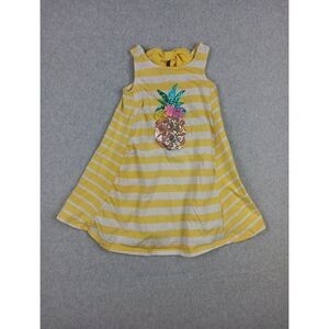 Tommy Bahama Girl's Sleeveless Swing dress pineapple sequin Bow Size 4 Vacation